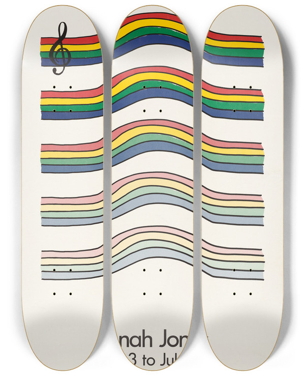 Triptych art skateboard deck of William Mccaffery Jonah Jones The Rainbow Grill Rockefeller Center by William Mccaffery (20-)