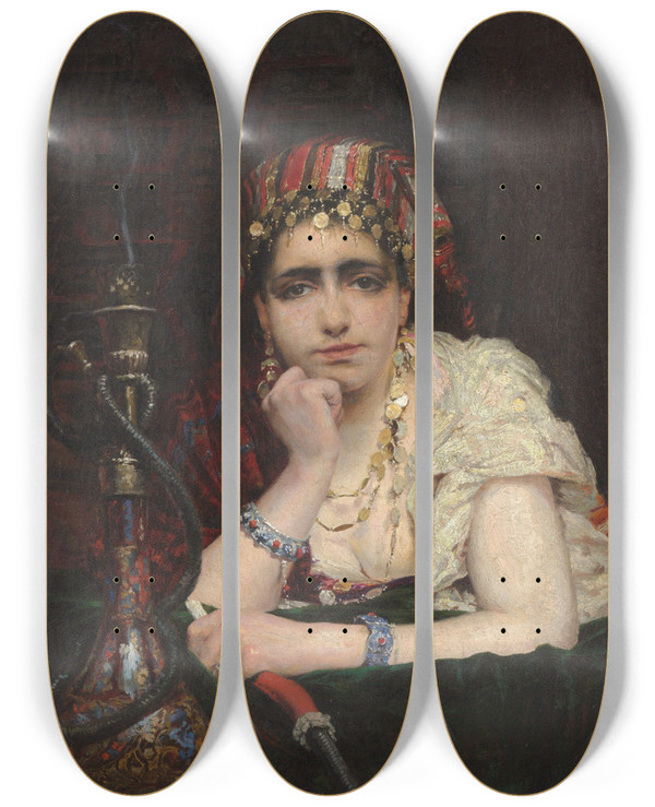 Triptych art skateboard deck of Vasily Dmitrievich Polenov Odalisque by Vasily Dmitrievich Polenov (1844-1927)