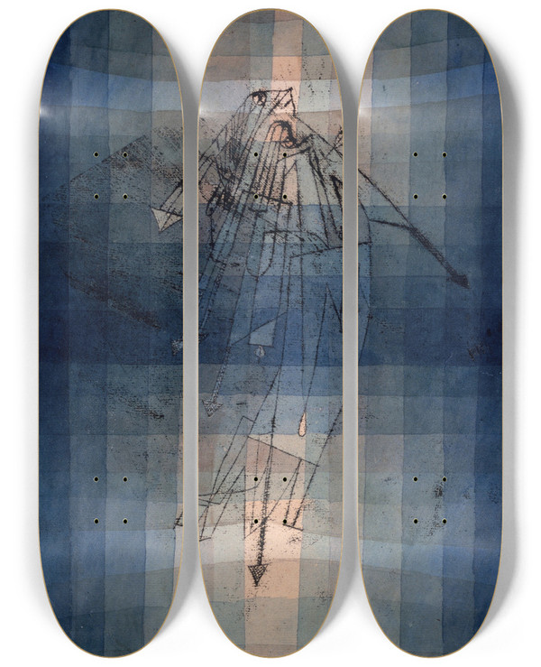Triptych art skateboard deck of Paul Klee Dance Of Moth by Paul Klee (1879-1940)