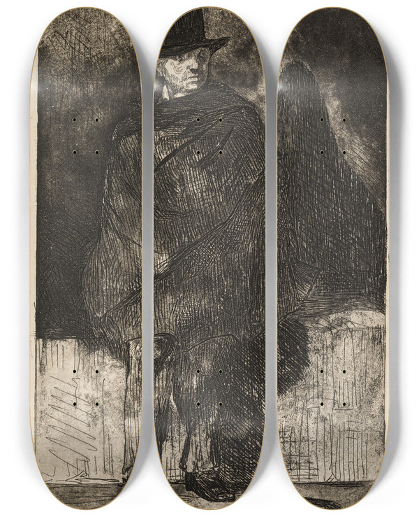 Triptych art skateboard deck of Douard Manet Le Buveur Dabsinthe by douard Manet (1832-1883)