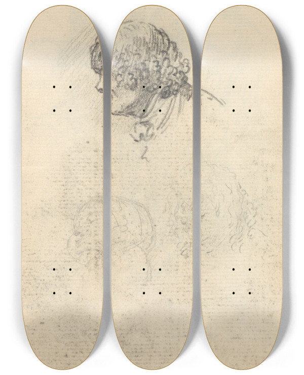 Triptych art skateboard deck of Benjamin West Study_3 by Benjamin West (1738-1820)