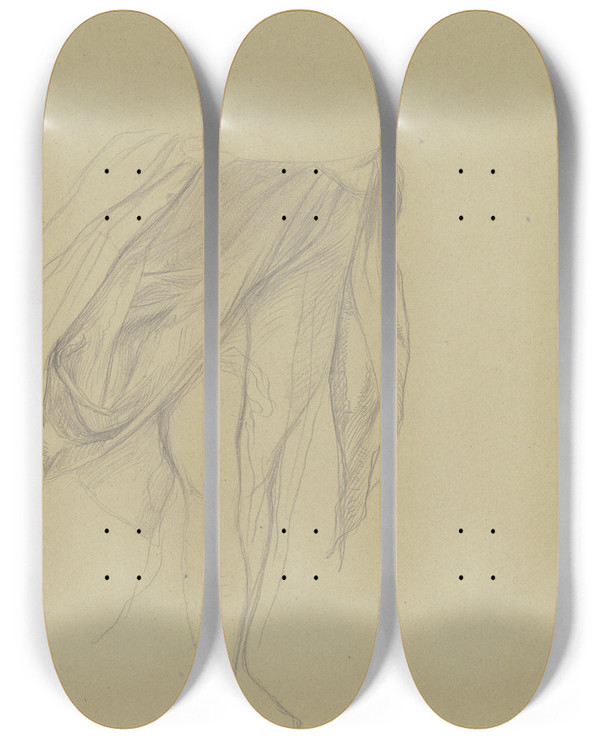 Triptych art skateboard deck of Victor Mller Weiblicher Akt Mit Draperie by Victor Muller (1829-1871)