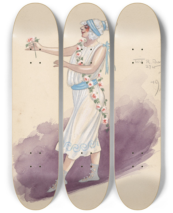 Triptych art skateboard deck of Will R Barnes Untitled_45 by Will R Barnes (1939)