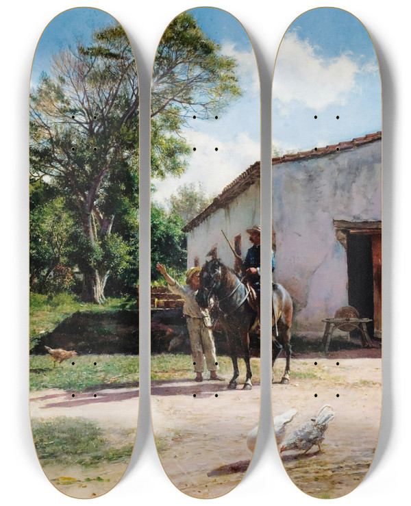 Triptych art skateboard deck of Armando Mnocal Cavalier Cubain by Armando Menocal