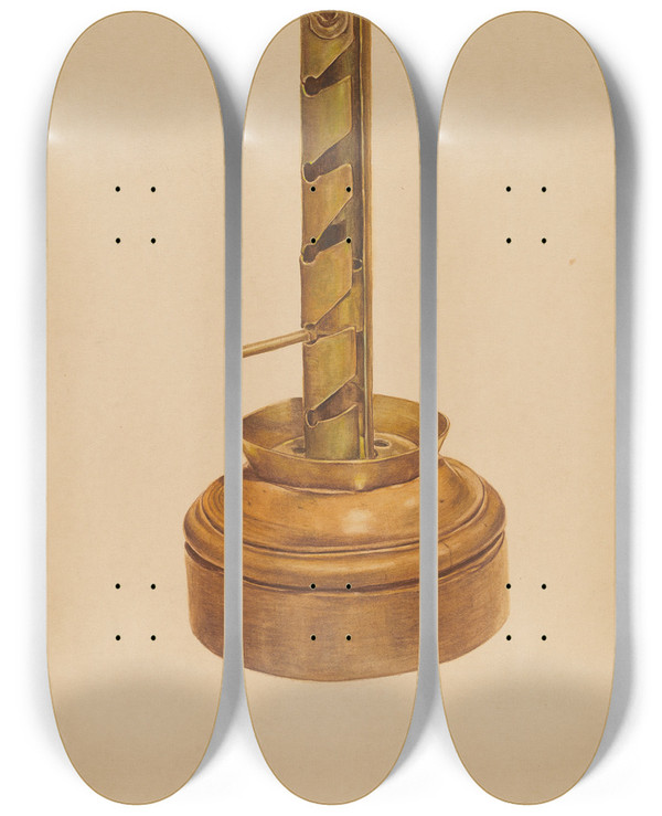 Triptych art skateboard deck of John Hall Candlestick by John Hall