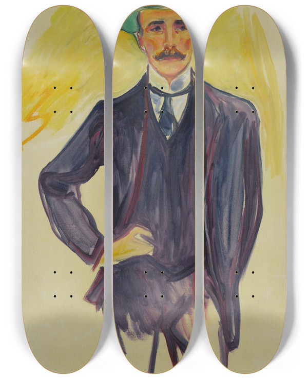 Triptych art skateboard deck of Edvard Munch Harry Graf Kessler by Edvard Munch (1863-1944)