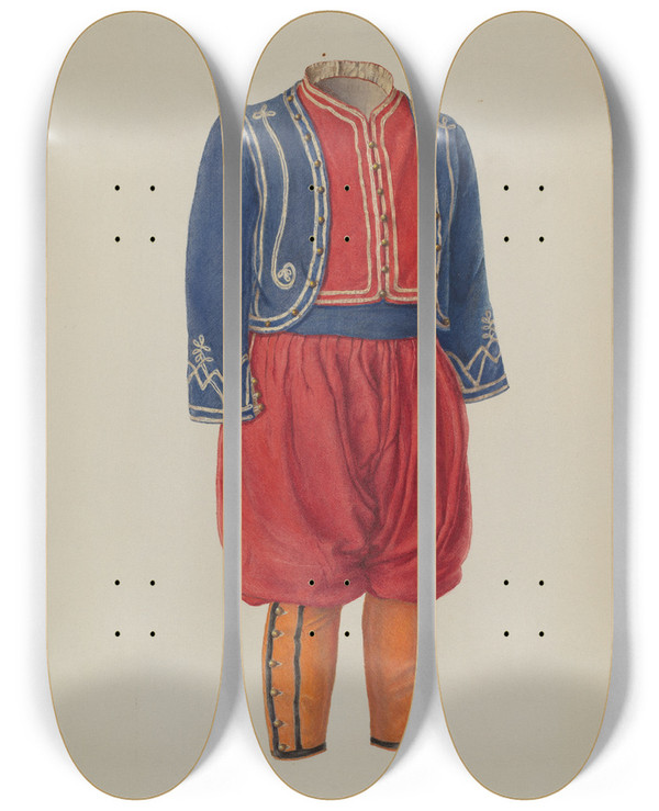 Triptych art skateboard deck of Adele Brooks Childs Soldier Suit by Adele Brooks