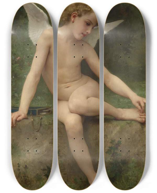 Triptych art skateboard deck of William Bouguereau Lamour Lpine by William Bouguereau (1825-1905)