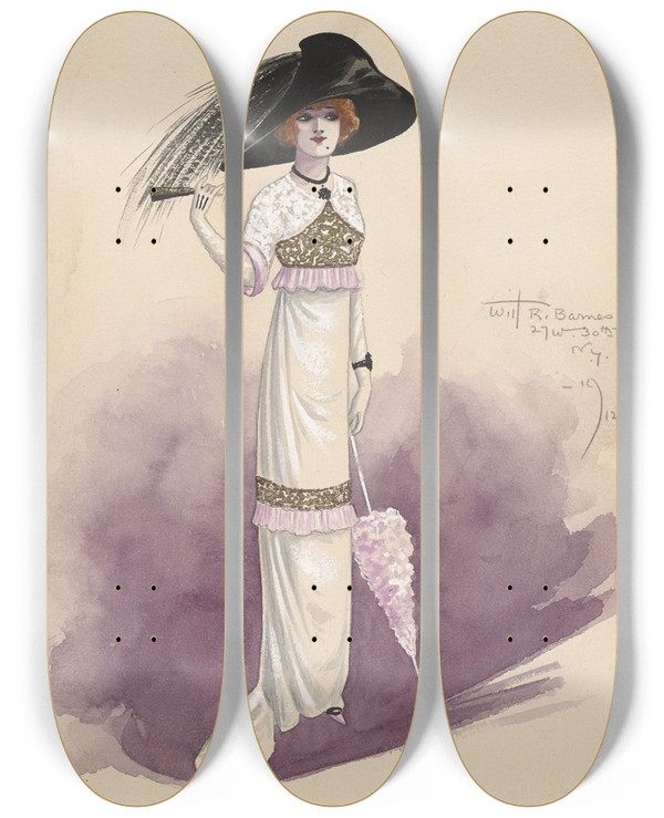 Triptych art skateboard deck of Will R Barnes Untitled_61 by Will R Barnes (1939)
