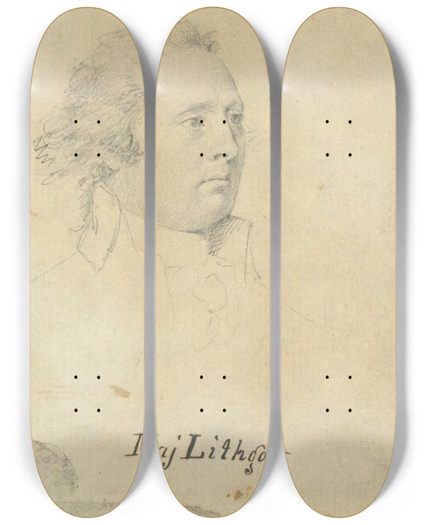 Triptych art skateboard deck of John Trumbull Majorlithgow by John Trumbull (1756-1843)