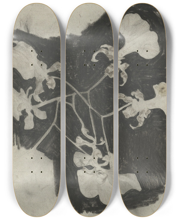 Triptych art skateboard deck of Carel Adolph Lion Cachet Bloemstudie_4 by Carel Adolph Lion Cachet (1864-1945)