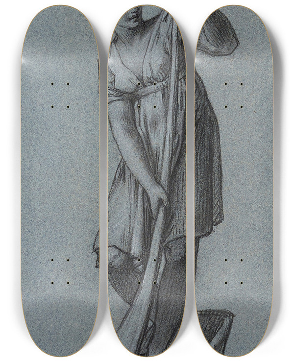 Triptych art skateboard deck of Pierrepaul Prudhon La Navigation by Pierre-Paul Prud'hon (1758-1823)