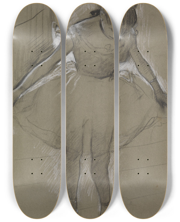 Triptych art skateboard deck of Edgar Degas Junge Tnzerin Im Gegenlicht by Edgar Degas (1834-1917)