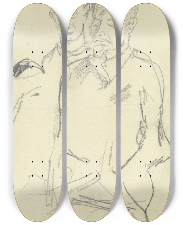 Triptych art skateboard deck of Max Beckmann 2 Zuhrer by Max Beckmann (1884-1950)