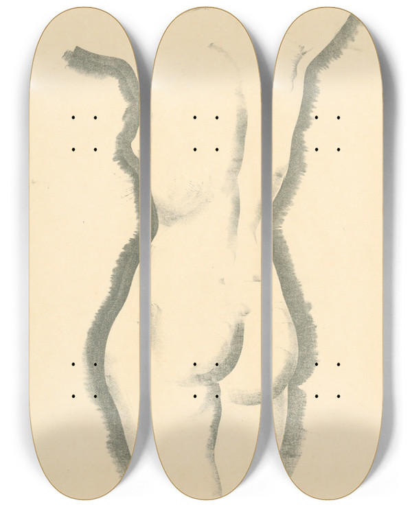 Triptych art skateboard deck of Mikul Galanda Tdia Enskho Aktu by Mikulas Galanda (1895-1938)