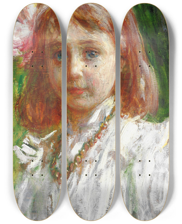 Triptych art skateboard deck of Angelo Dalloca Bianca Il Fiocchetto Rosa by Angelo Dalloca Bianca (1858-1942)