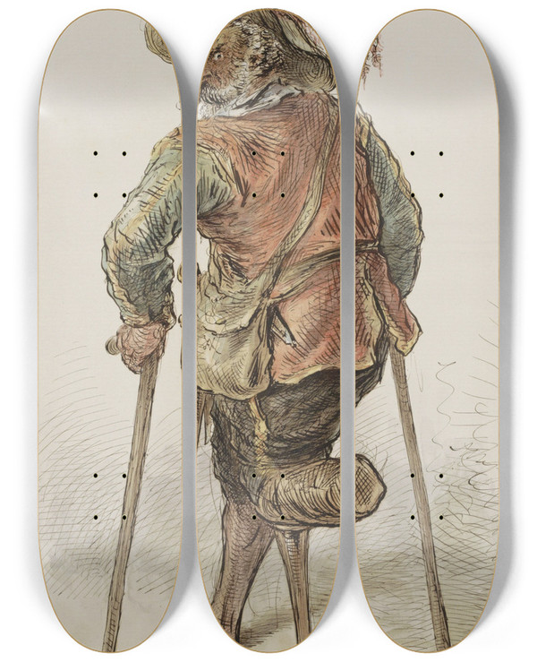 Triptych art skateboard deck of Alexander Ver Huell Veteraan by Alexander Ver Huell (1822-1897)