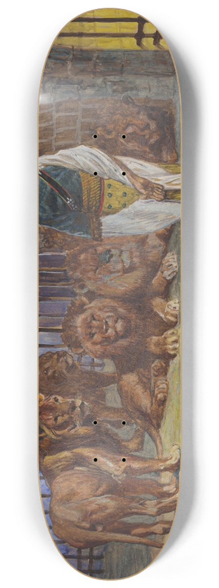 James Tissot - Daniel in the Lions Den 8.25 inch art skate deck