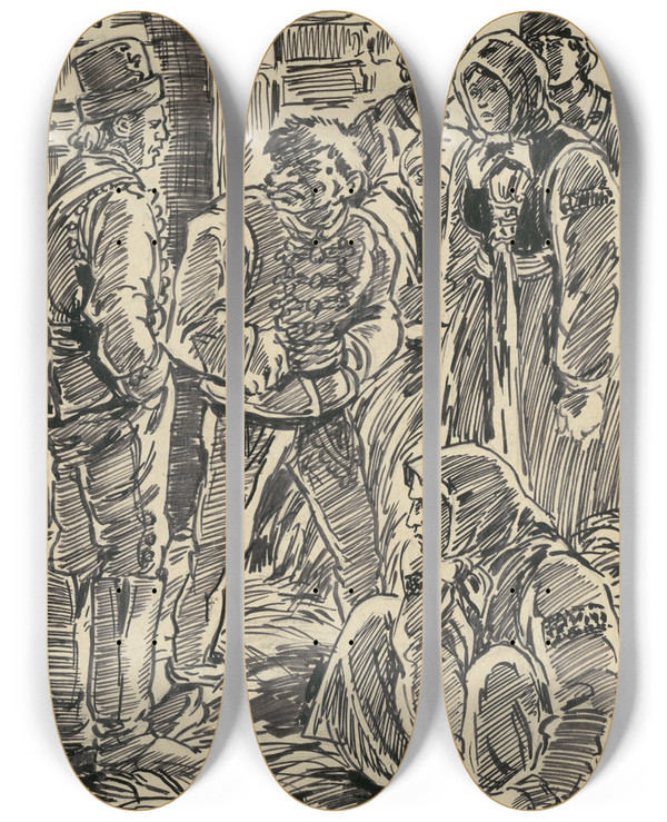 Triptych art skateboard deck of Andrej Kovik 7 Vo Vzen by Andrej Kovacik