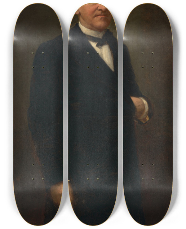 Triptych art skateboard deck of Thomas Hicks Samuel Jones Tilden_1 by Thomas Hicks (1823-1890)