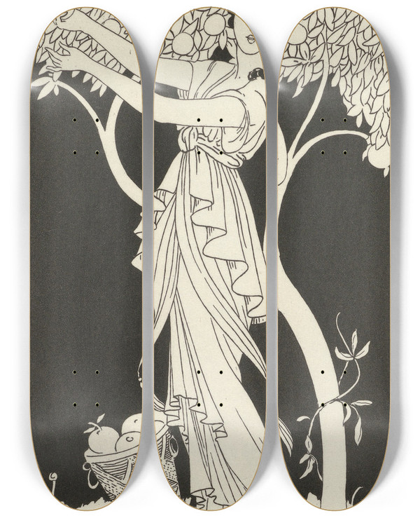 Triptych art skateboard deck of H Robert Dammy Robe De Bal_1 by H Robert Dammy (1890)