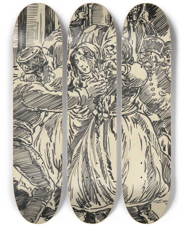 Triptych art skateboard deck of Andrej Kovik 6 Nos by Andrej Kovacik