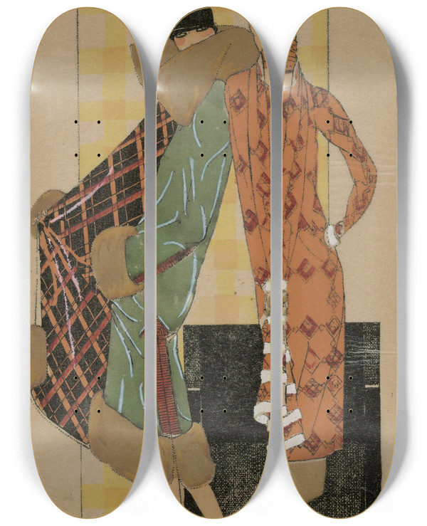 Triptych art skateboard deck of Bertaux Elgances by Bertaux (19-20-)