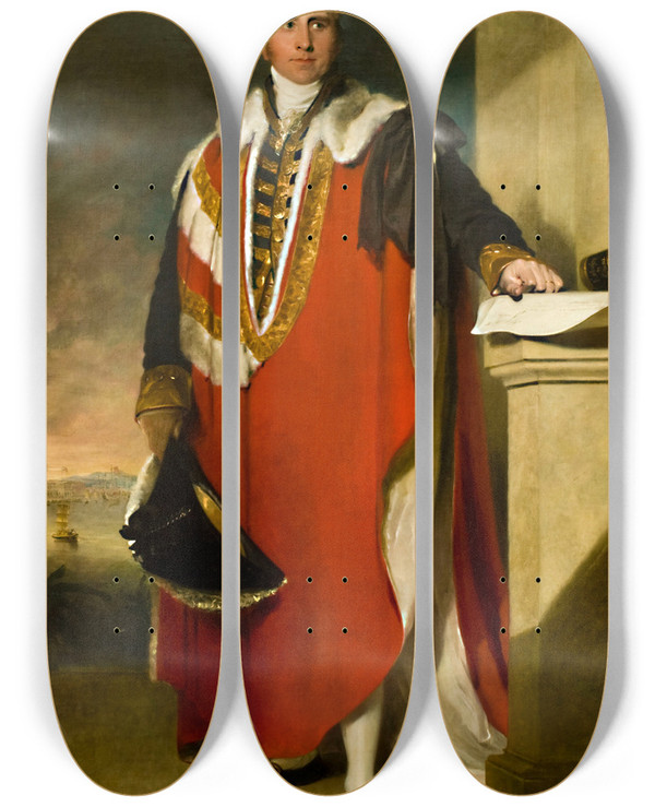 Triptych art skateboard deck of Sir Thomas Lawrence Lord Amherst by Sir Thomas Lawrence (1769-1830)