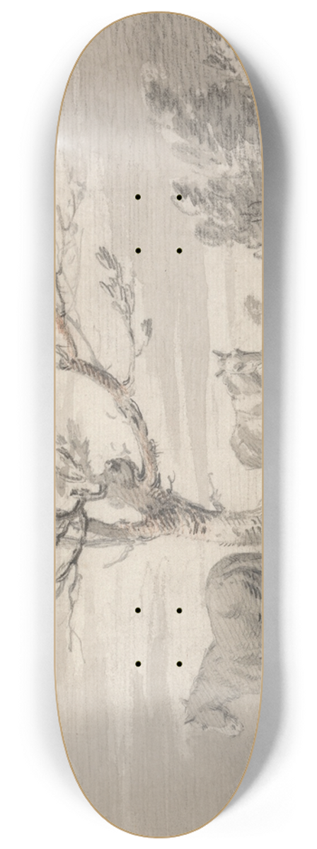 James Ward - Landscape with Three Horses and a Tree in the Foreground 8.25 inch art skate deck