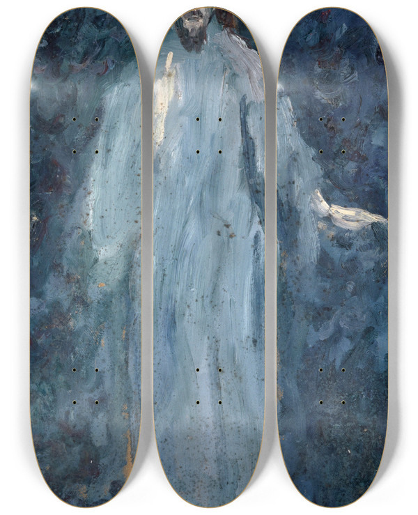 Triptych art skateboard deck of Ernst Schiess Blessing Christ by Ernst Schiess (1872-1919)