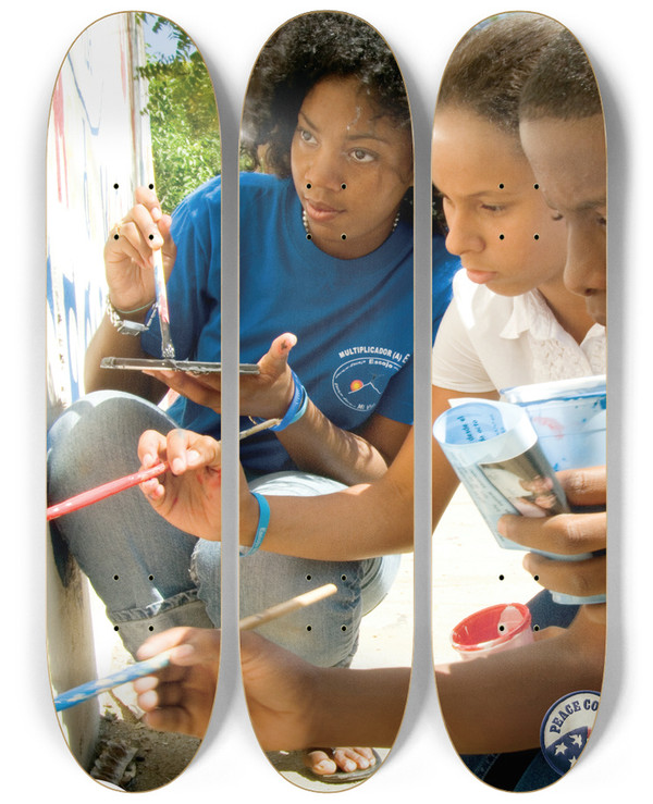 Triptych art skateboard deck of Peace Corps World Aids Day 2007 Iapversion3 by Peace Corps (20-)