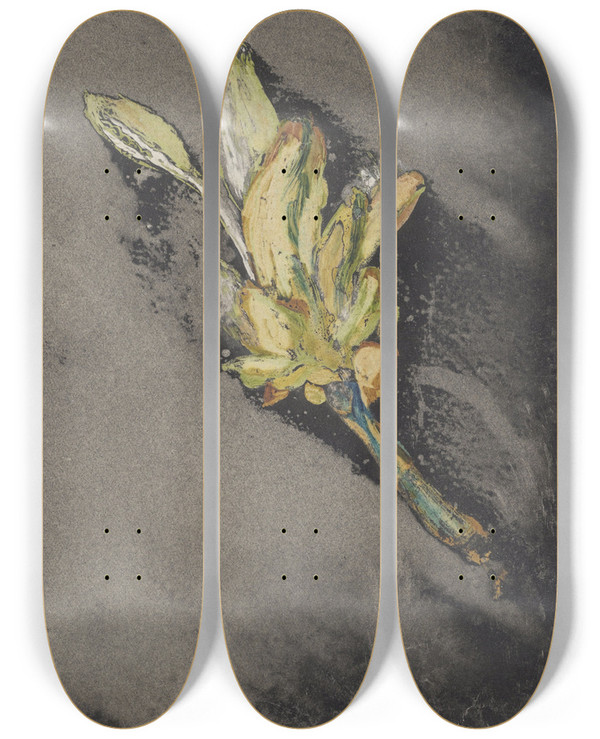 Triptych art skateboard deck of Carel Adolph Lion Cachet Bloem_4 by Carel Adolph Lion Cachet (1864-1945)