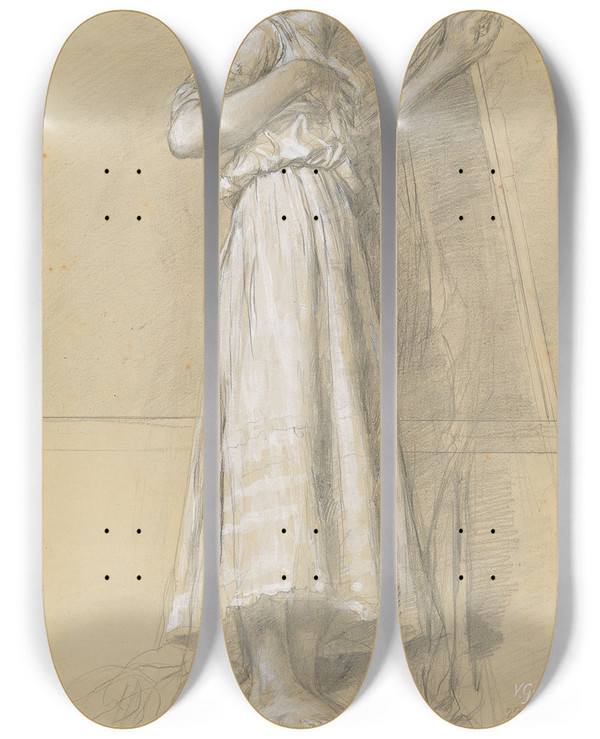 Triptych art skateboard deck of Vincenzo Gemito Faith by Vincenzo Gemito (1852-1929)