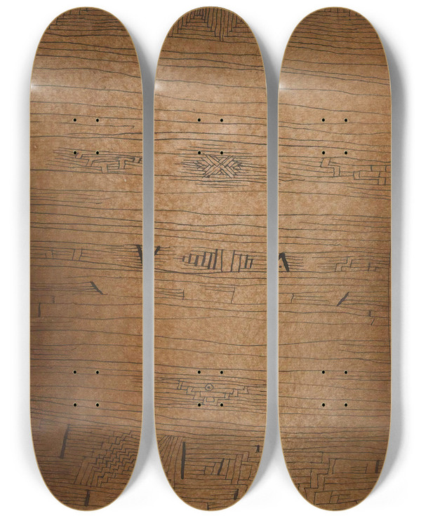 Triptych art skateboard deck of Paul Klee Inscription by Paul Klee (1879-1940)