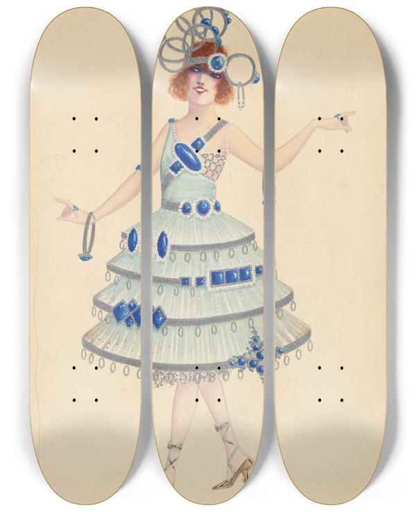 Triptych art skateboard deck of Will R Barnes Untitled_18 by Will R Barnes (1939)