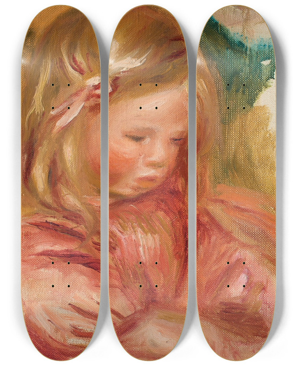 Triptych art skateboard deck of Pierreauguste Renoir Coco Dans Les Roses by Pierre-Auguste Renoir (1841-1919)
