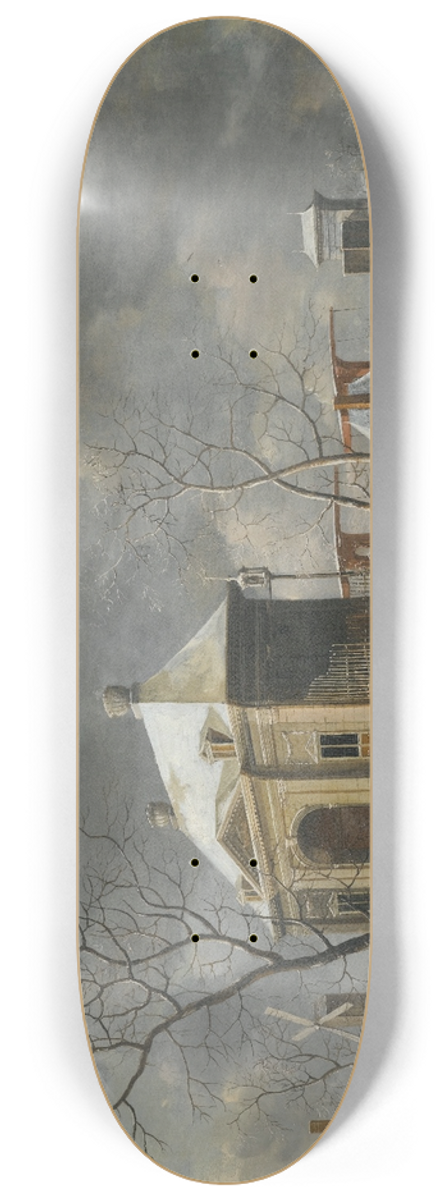 Jan Abrahamsz Beerstraaten - Amsterdam, A View Of The Heiligewegspoort From The North-West, With Skaters On A Frozen Canal 8.25 inch art skate deck