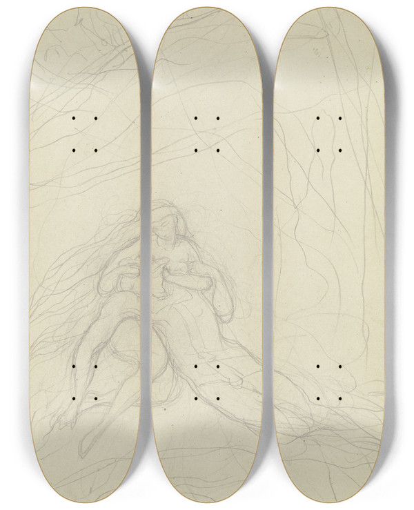 Triptych art skateboard deck of Victor Mller Titania And Bottom_1 by Victor Muller (1829-1871)