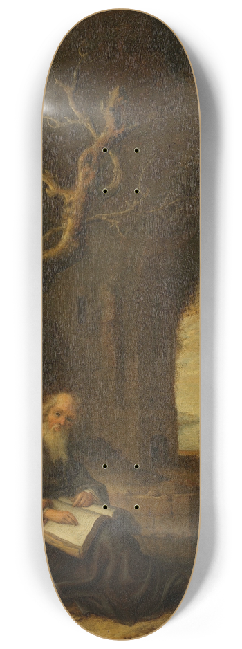Jan Adriaensz van Staveren - A Hermit in a Ruin 8.25 inch art skate deck
