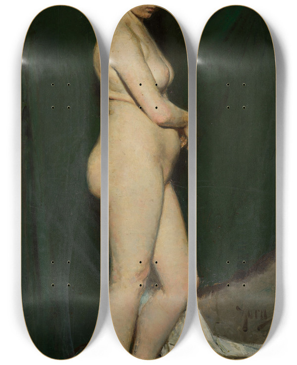 Triptych art skateboard deck of Anders Zorn Model Study by Anders Zorn (1860-1920)