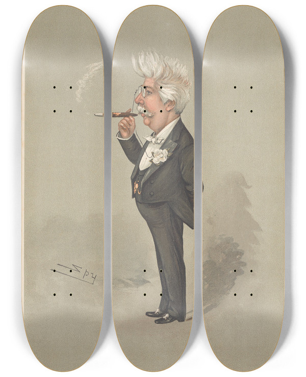 Triptych art skateboard deck of Leslie Matthew Ward Politicians Toby Mp Mr Hw Lucy 31 August 1905 by Leslie Matthew Ward (1851-1922)