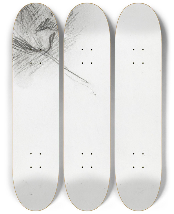 Triptych art skateboard deck of Ludvig Karsten Mannshode_2 by Ludvig Karsten (1876-1926)