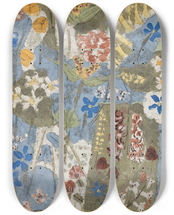 Triptych art skateboard deck of August Babberger Blumen_2 by August Babberger (1885-1936)