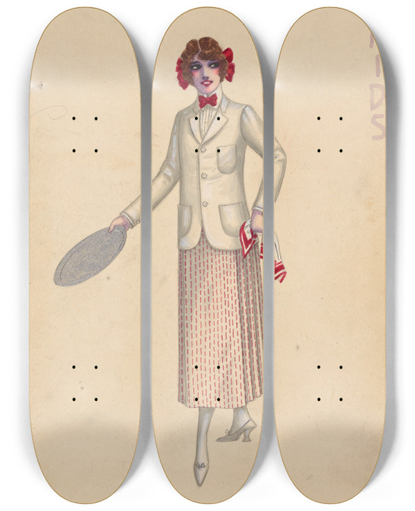 Triptych art skateboard deck of Will R Barnes Barmaids 7 by Will R Barnes (1939)