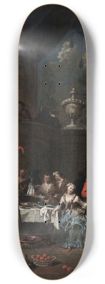 Jan Baptist Lambrechts - Garden party in front of a castle 8.25 inch art skate deck