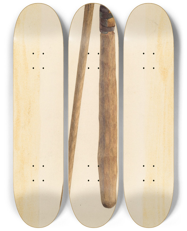 Triptych art skateboard deck of Archie Thompson Bishop Hill Flail by Archie Thompson