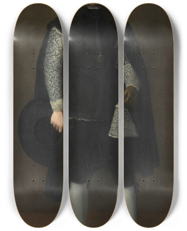 Triptych art skateboard deck of Bartolom Estebn Murillo A Knight Of Alcntara Or Calatrava by Bartolome Esteban Murillo (1617-1682)