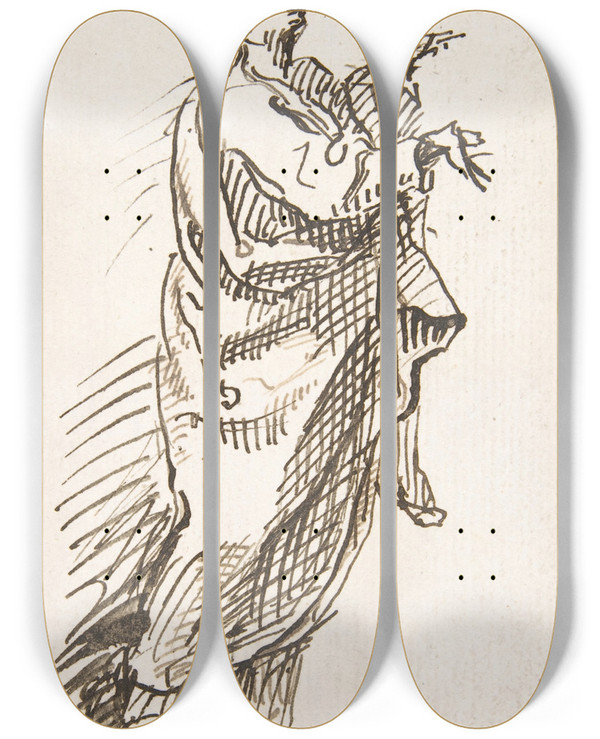 Triptych art skateboard deck of Pedro Duque Y Cornejo Standing Saint_3 by Pedro Duque Y Cornejo (1677-1757)