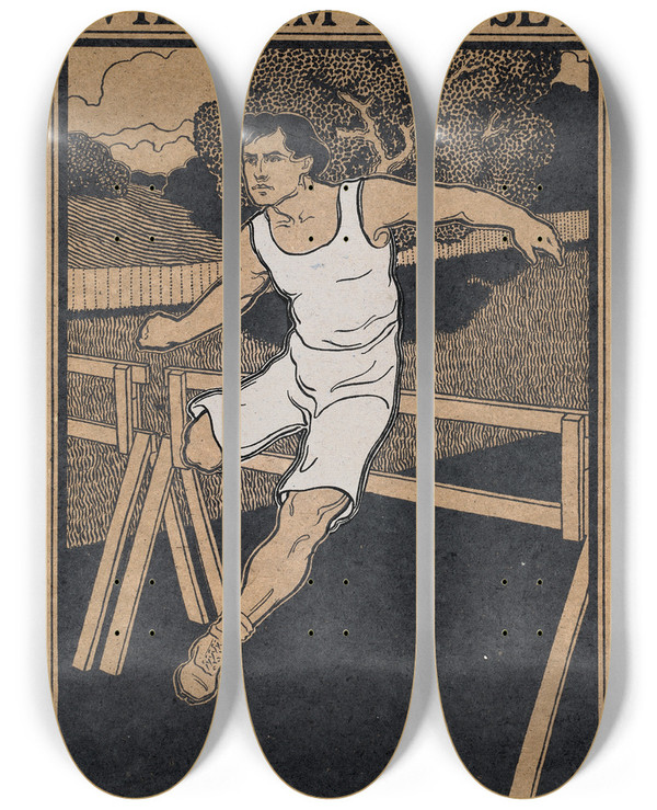 Triptych art skateboard deck of John Sloan Cinderpath Tales by John Sloan (1871-1951)