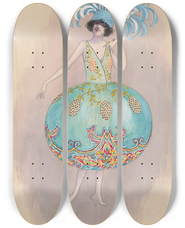Triptych art skateboard deck of Will R Barnes Baloons by Will R Barnes (1939)